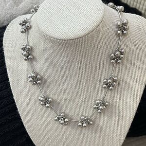 Silver Plated Ball Beads Womens Necklace jewelry Stainless Steel